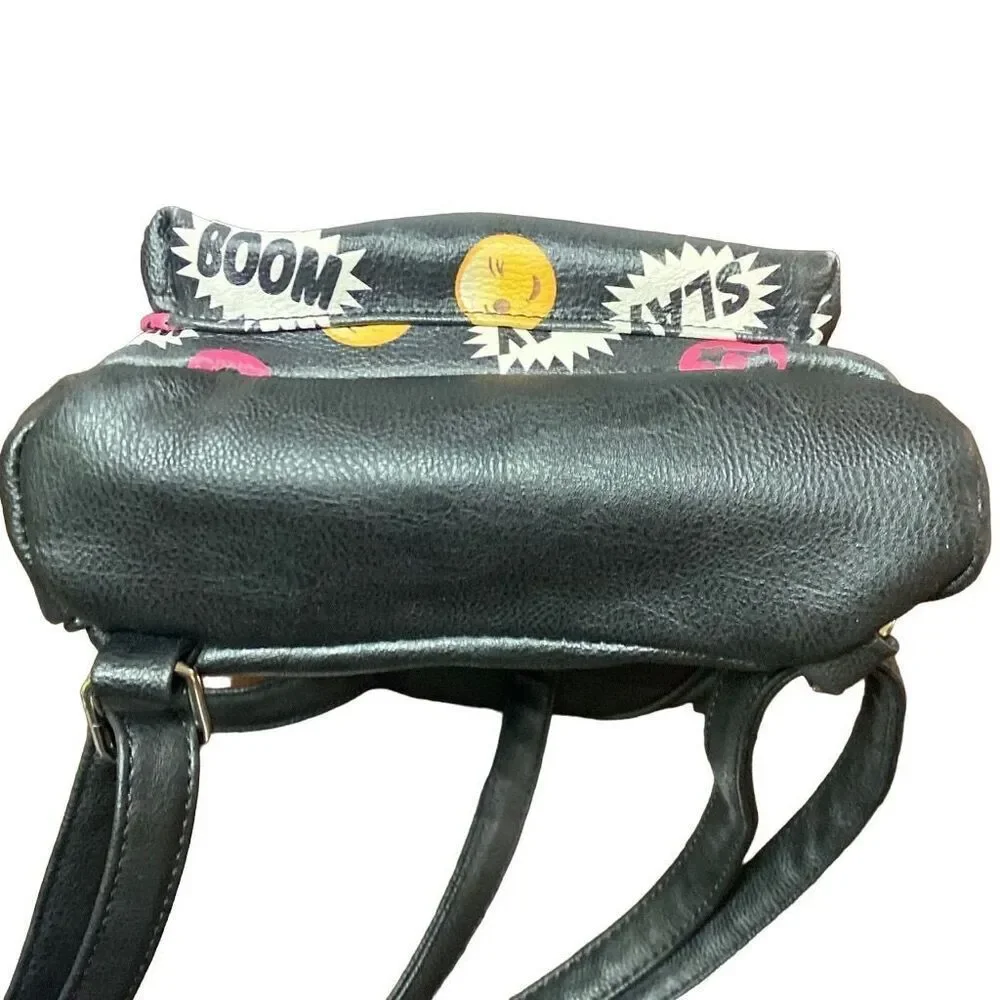 Backpack Emoji Slay Boom Squad Small Bag Black and Multicolor School Work Fun
